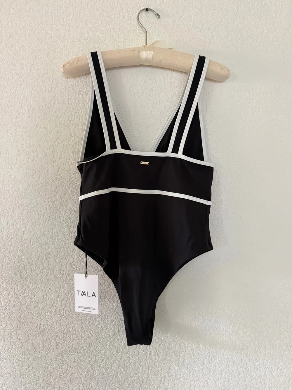 NWT TALA Black One-Piece Swimsuit with White Trim